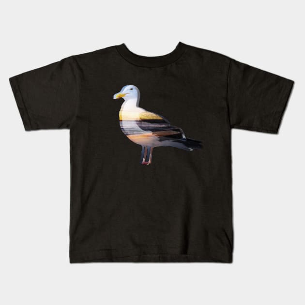 Beach Seagull Kids T-Shirt by ThePurplePigeon